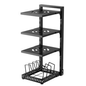 Ou Shumei Pot Rack 3 Tier Adjustable Standing <b>Storage</b> Organizer For <b>Kitchen</b> Cookware And Lid <b>Shelf</b> - Product Image 5