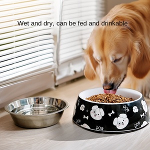 Mangkuk anjing melamin baja tahan karat ramah lingkungan mangkuk ganda perlindungan tengkuk Vertebra perlengkapan anjing besar mangkuk hewan peliharaan - Product Image 5