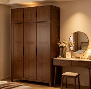 Modern Scandinavian Wooden <b>Wardrobe</b> Shaker Doors Hinged Solid Wood Freestanding <b>Large</b> Capacity Bedroom Furniture - Product Image 6