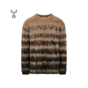 Оптовая продажа от производителя, мужской пуловер из мохера с круглым вырезом и длинным рукавом, с логотипом на заказ