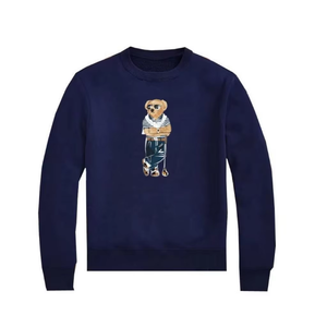 Felpa Unisex Autunnale 100% Cotone Vestibilità Ampia per Collaborazione POLO <span class=keywords><strong>BEAR</strong></span> con Motivo Orso Cartone Animato Collo Classico - Product Image 3
