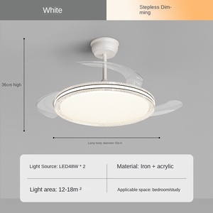 Lámpara de ventilador de techo LED minimalista moderna, 5 aspas DC, Control remoto inteligente, vidrio Invisible para AC, restaurante, sala de estar y dormitorio - Product Image 2