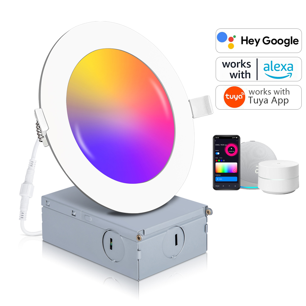 Квадратный круглый ультратонкий встраиваемый умный светодиодный rgb-Светильник направленного света с поддержкой alexa google home приложения tuya