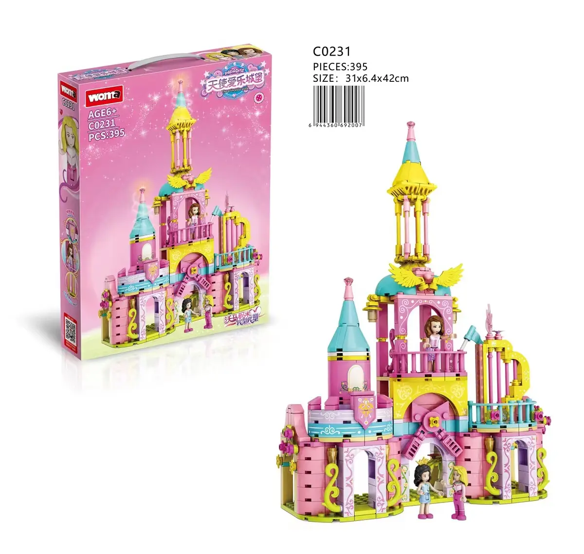 Speelgoed Groothandel Kinderen Droom Prinses Prins Roze Ganzenkasteel Boswagen Bouwsteen Set Diy