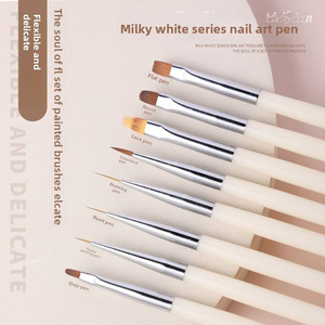 8Pcs Milk White Acrylic Handle Nail Brush Set Japanese Style Gradient Blending Line Drawing Gel Painting Tool for Nail Salon - Product Image 3