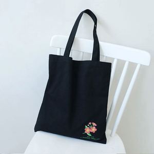 Bolsa de Mano de Lona Bordada con Flores Personalizada de 9oz para Mujer, Bolsa de Compras de Lona de Algodón con Bordado Floral - Product Image 5