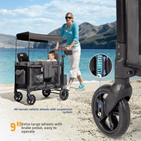 Poussette pliante de luxe à deux places, chariot de camping extérieur pour deux enfants avec auvent
