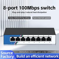 Tshield ZX-F1008D Switch Ethernet Rápido de 8 Puertos Sin Administración, 10/100Mbps 1.6Gbps, Montaje en Escritorio/Pared, Plug and Play para Redes Domésticas