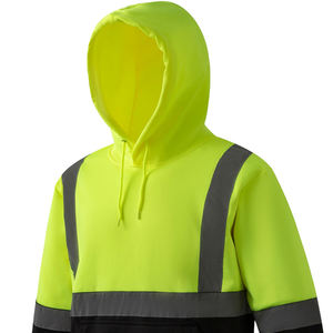 Sudadera con capucha de alta visibilidad y reflectante en colores sólidos, ropa de trabajo de seguridad reflectante de alta calidad con cremallera. - Product Image 5