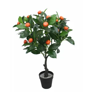 Kumquat-árbol frutal para decoración del hogar, bonsái Artificial de plástico de la suerte, Ornamental