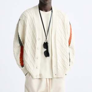 Cárdigan de punto de algodón para hombre, nuevo estilo personalizado, informal, de manga larga, sin cuello, sin hombros - Product Image 1