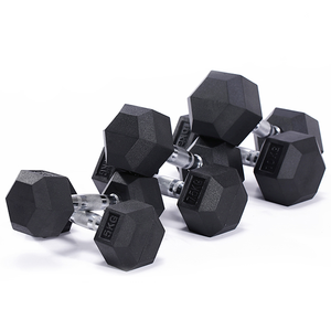 स्माल रबर हेक्स डम्बल स्टील कोर ब्लैक 5 किलोग्राम-50 किलोग्राम डम्बल होम फिटनेस बॉडीबिल्डिंग स्पोर्ट्स ब्रांड के लिए सेट - Product Image 3