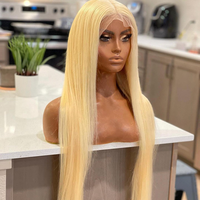 Perruque frontale en dentelle HD 613 13x6, cheveux humains vierges, blond platine 613, perruque en dentelle complète avec cheveux de bébé pour femmes