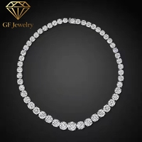 Collier tennis classique en or blanc 18K 14K avec diamants ronds brillants gradués pour femme GF Jewelry, idéal pour mariage