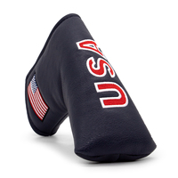 Nouvelle conception de couvre-tête de putter en cuir noir pour le golf, broderie, couvre-tête de putter à lame de golf avec aimant