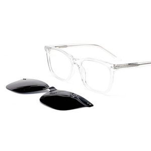 Occhiali con Clip Magnetica in Acetato, Stile Quadrato, Lenti Sfumate Personalizzabili, Produttore OEM ODM - Product Image 6
