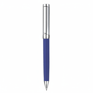 Penne a Sfera in Metallo Cromato, Penne Promozionali Blu Lucide con Piume, Penne Regalo Aziendali Originali - Product Image 2