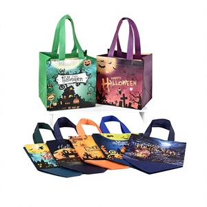 Sac fourre-tout pliable en tissu non tissé écologique pour Halloween avec impression numérique pour le rangement et l'emballage de cadeaux, logo personnalisé de la marque SH - Product Image 2