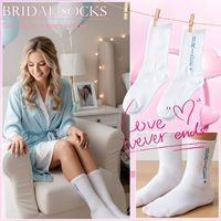 Chaussettes de mariée en jacquard, chaussettes de mariée en coton blanc côtelé pour le jour du mariage, fête de bachelorette