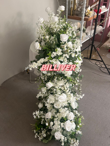 Arrangement de plantes vertes 200*50 <span class=keywords><strong>cm</strong></span> pour mariage longue table conférence support de fleurs en argent centres de table pour table de mariage en métal - Product Image 4