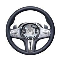  Volant en cuir avec garniture argentée pour clé, confort touring, fond plat, prise en main améliorée, remplacement pour la plupart des modèles