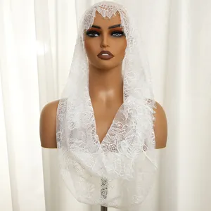 كنزة صوفية زفاف للعروس وشاح شبكي وشاح يغطي رأس الوشاح الحريري