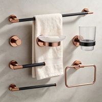 Ensemble d'accessoires de salle de bain à base moletée en acier inoxydable, fixation murale : patère, porte-gobelet, porte-savon, porte-serviettes