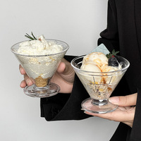 Verre à boisson froide style influenceur, soufflé à la main, à pied haut, simple paroi, pour crème glacée, dessert, bâtonnet glacé, yaourt, pudding, milkshake