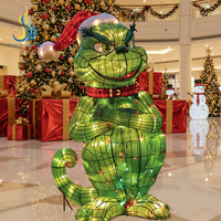 Lanterne LED 3D personnalisée pour festival, figurine de monstre vert avec chapeau de Père Noël pour la décoration de fête de Noël