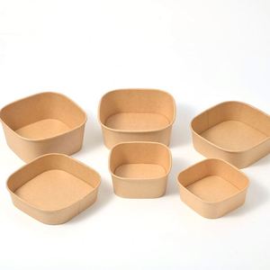 Tazón de Ensalada Desechable Cuadrado de Papel Kraft de 500/650/750/1000/1200/1400 ml con Tapa, Envase Ecológico para Comida para Llevar, Ideal para Camping - Product Image 4
