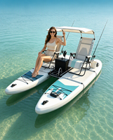 Bateau de pêche gonflable électrique de luxe en tissu PVC, yacht léger pour sports nautiques, catamaran gonflable pour lac, SUP