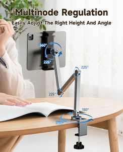 ขาตั้งโทรศัพท์มือถือและแท็บเล็ตโลหะอเนกประสงค์ยืดหยุ่นได้สำหรับ <span class=keywords><strong>iPad</strong></span> ขาตั้งปรับได้แบบยืดหดได้360การหมุนบนโต๊ะ/เตียงขี้เกียจใช้ - Product Image 3