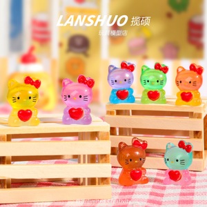 Lanshuo Resin Miniature Kt Cat Ornaments Colorful Animal Shape 3D Decor For Home Desktop <b>Car</b> <b>Decoration</b> - Product Image 3