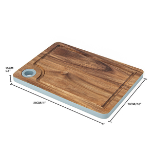 Tabla De Corte Grande De Madera Solida De Acacia Y Bambú Orgánico Ecológico Ideal Con Surco Para Jugos - Product Image 5