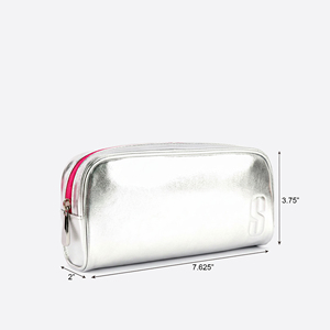 Portable Travel Organizer Cosmetic Bag Personal Hanging Modern Silver Vanity <b>Pouch</b> Toiletry Vanity Zipper <b>Pouch</b> - Product Image 1