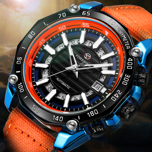 Reloj FORSINING FSG8279 de Lujo para Hombre, Reloj Automático Impermeable, Reloj Mecánico Genuino para Hombre, Correa de Cuero Naranja, Mecanismo de Relojería 2024 - Product Image 1