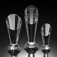 Trophée en cristal en forme de torche avec inscription gratuite, origine Chine, boîte cadeau pour les entreprises, reconnaissance individuelle des équipes, récompenses