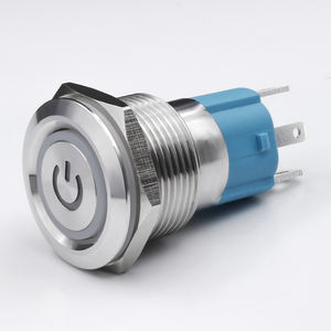 Botón de enganche momentáneo metálico de gran corriente, pulsador de luz iluminado de 19mm y 10A, anillo con símbolo de potencia 1NO - Product Image 1