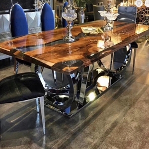 Mesa de comedor personalizada de Río, resina epoxi sólida americana de nogal, resina ultra transparente - Product Image 6
