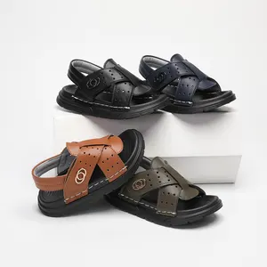 Summer New Fashion Soft Sole Boys Beach Sandals Open Toe Children Outdoor Flat Sandals Lightweight leather casual sandals