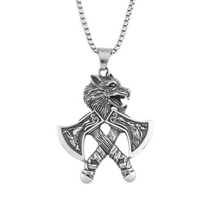 Yunnique-collar de acero inoxidable con colgante de cabeza de lobo vikingo para hombre, regalo, joyería de moda - Product Image 5