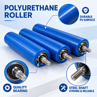 Manchon en caoutchouc polyuréthane (PU) de qualité industrielle, rouleau à surface micro-finie, fixation à filetage externe, accessoire de convoyeur