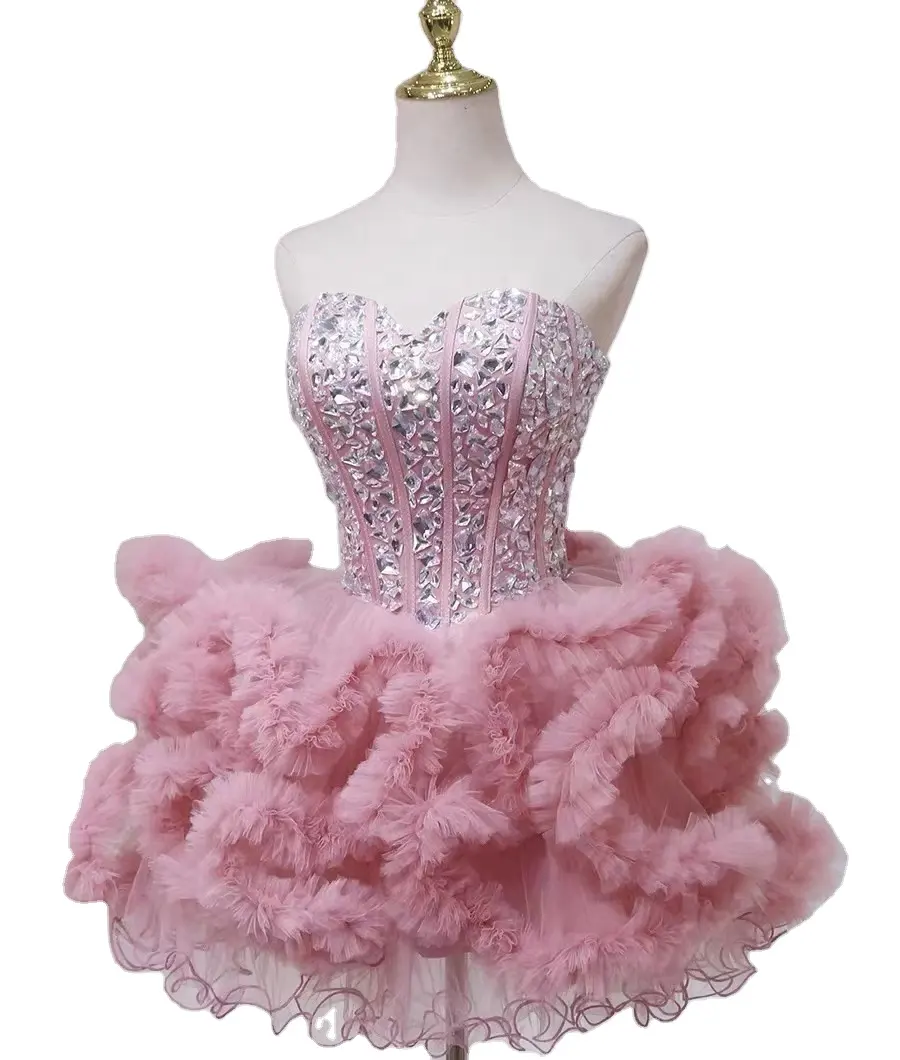 Roze Nieuw Design Sweet Heart Kralen Sugar Dress Ruches Party Avondjurk