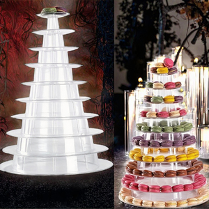 Rak <span class=keywords><strong>Display</strong></span> kue Macaron plastik 6 tingkat, alat kue untuk pemegang Cupcake, piring dekorasi pesta pernikahan, menara berdiri - Product Image 2