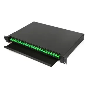 SC APC 24 Core Drawer Type Terminal Box 1U 19'' Sliding Type Rack mount Fiber Optic 24 Port Patch Panel