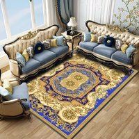 Tapis de sol personnalisé en velours noir et or avec motif boussole, antidérapant, doux, pour salon, tapis de luxe à motif médaillon, décoration intérieure, grand format