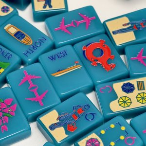 160 Fichas de Mahjong Americanas de Lujo, Personalizables, en Acrílico Tallado, Color Azul PORTOFINO, Diseño Costero, Portátiles y Ecológicas - Product Image 5