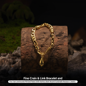 Pulsera de Cadena Fina con Baño de Oro PVD, Acero Inoxidable 316L, Colgante de Cabeza de Alien, Joyería Sostenible y Resistente - Product Image 3