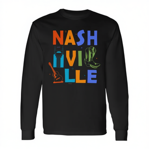 Camiseta de Manga Larga de Nashville, Recuerdo de la Ciudad de la Música, Regalo de Viaje con Diseño de Guitarra - Product Image 2