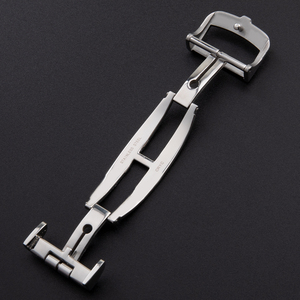 Boucle déployante en acier inoxydable argenté de 18 mm pour fermoir JAEGER, pour <span class=keywords><strong>montre</strong></span>, fermoir papillon, bracelet en caoutchouc ou en cuir - Product Image 4